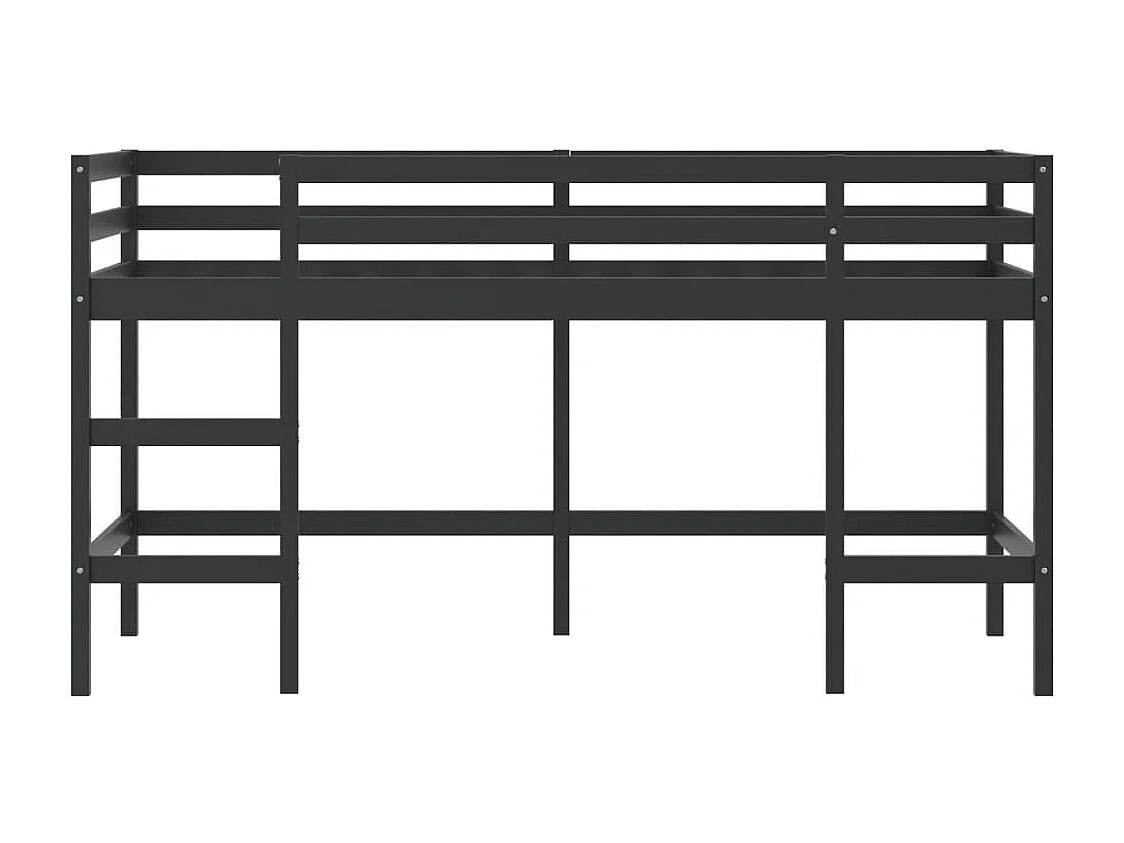 Lit mezzanine d'enfants sans matelas avec échelle noir 90x190cm