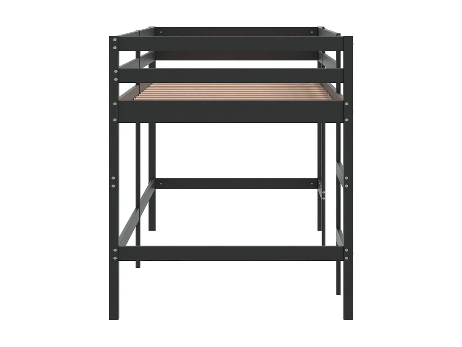 Lit mezzanine d'enfants sans matelas avec échelle noir 90x190cm