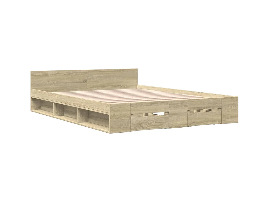 Cadre de lit avec tiroirs sans matelas chêne sonoma 120x200 cm
