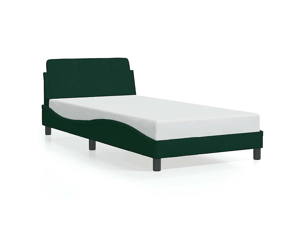 Cadre de lit Dover vert foncé 100x200 cm velours