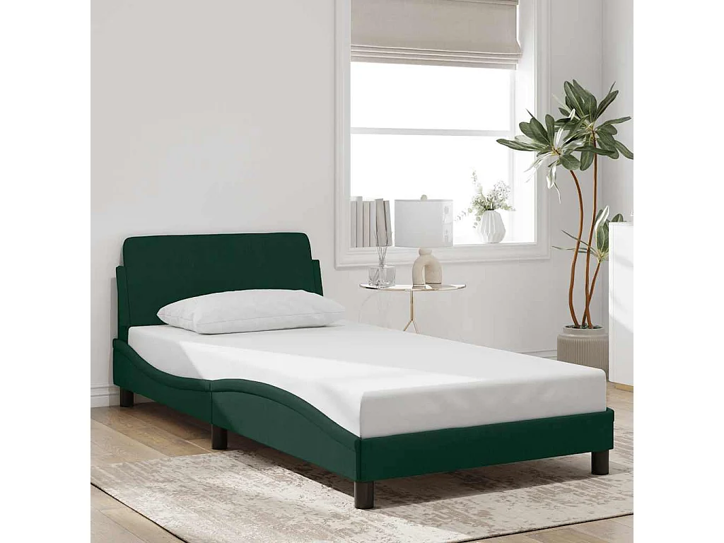 Cadre de lit Dover vert foncé 100x200 cm velours