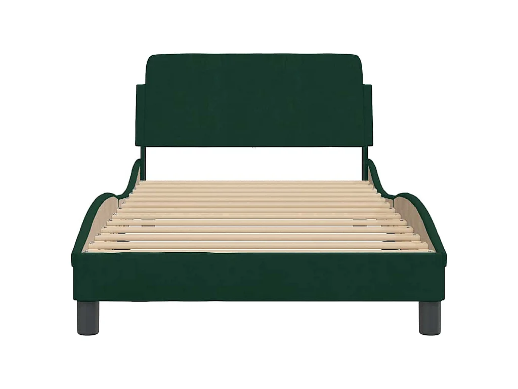 Cadre de lit Dover vert foncé 100x200 cm velours