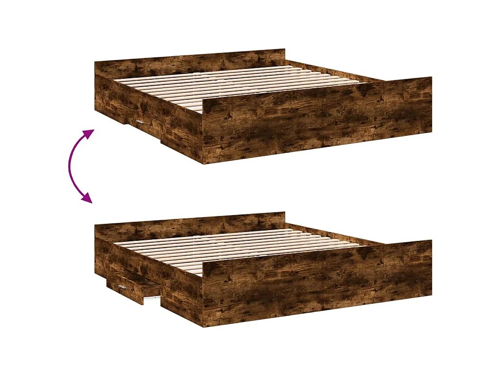 Bedframe met lades bewerkt hout gerookt eikenkleurig 200x200 cm