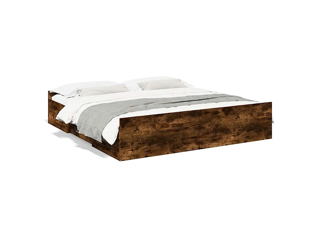 Bedframe met lades bewerkt hout gerookt eikenkleurig 200x200 cm