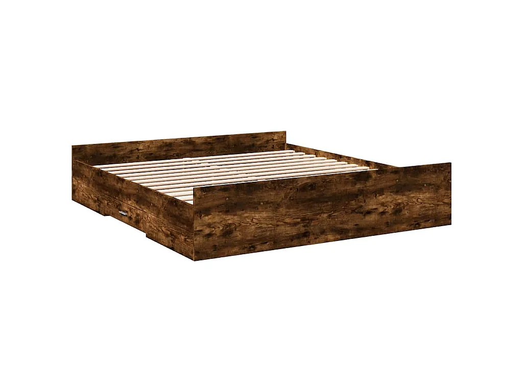Bedframe met lades bewerkt hout gerookt eikenkleurig 200x200 cm