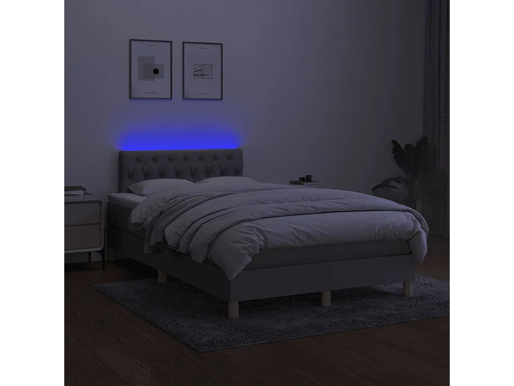 Sommier à lattes de lit matelas LED gris clair 120x190 cm tissu