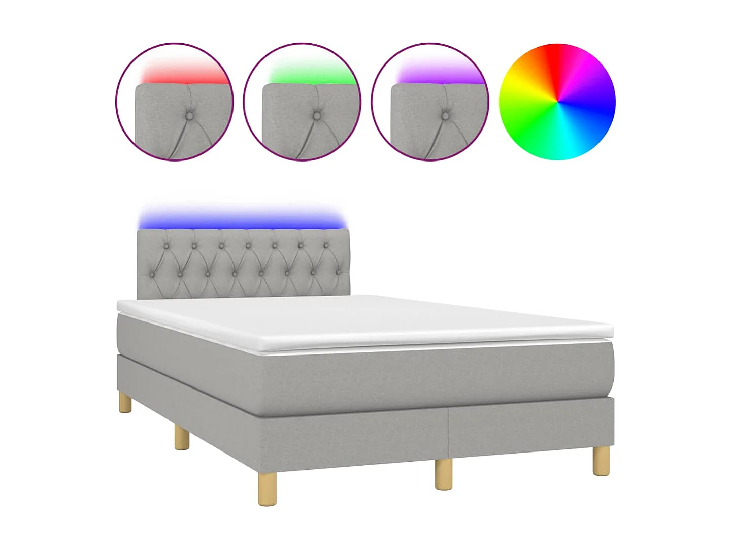 Boxspringbett mit Matratze & LED Hellgrau 120x190 cm Stoff