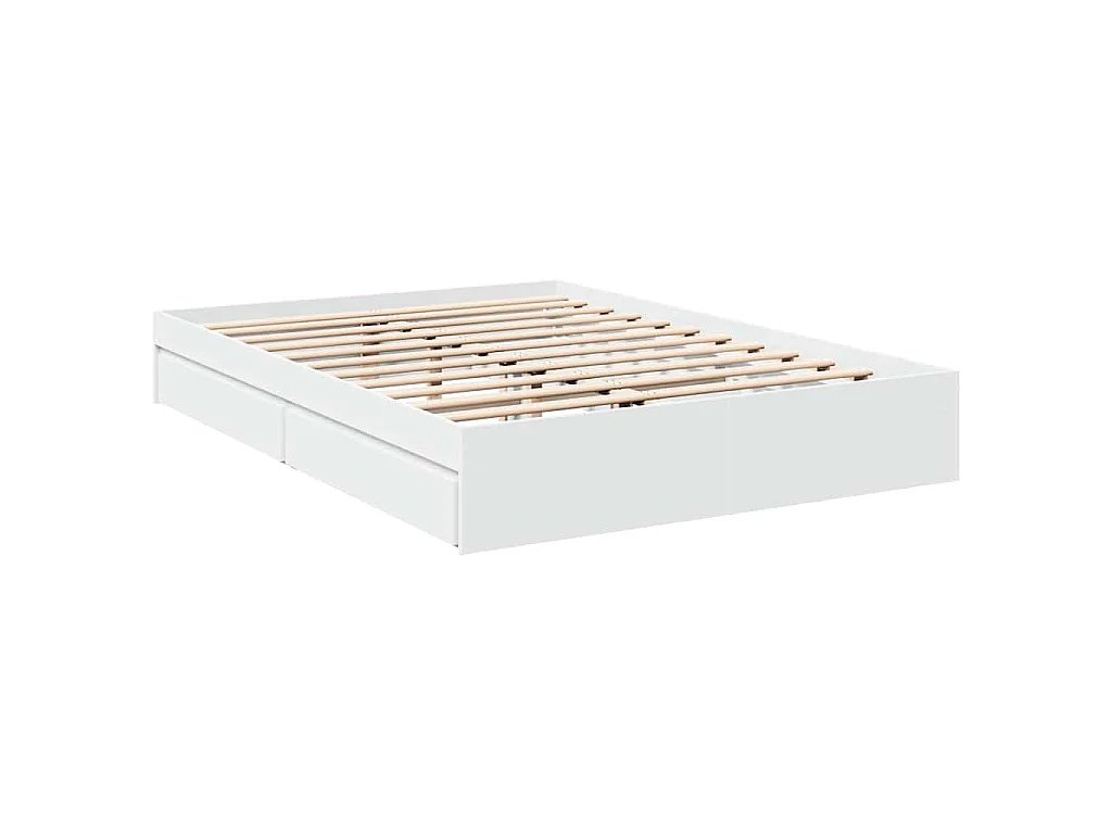 Cadre de lit avec tiroirs sans matelas blanc 150x200 cm