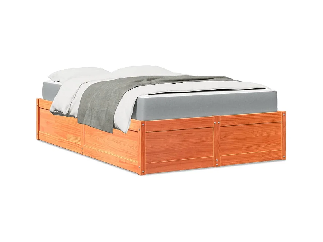 Lit avec matelas cire marron 140x190 cm bois massif de pin