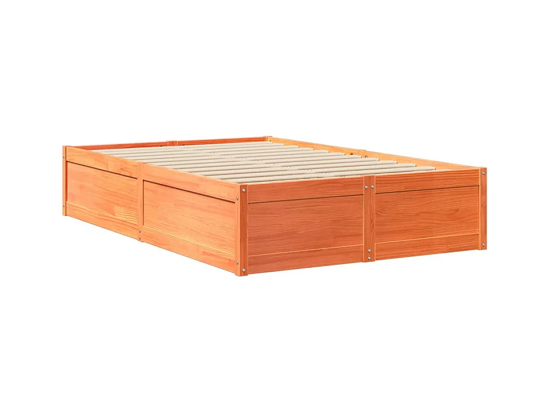 Lit avec matelas cire marron 140x190 cm bois massif de pin