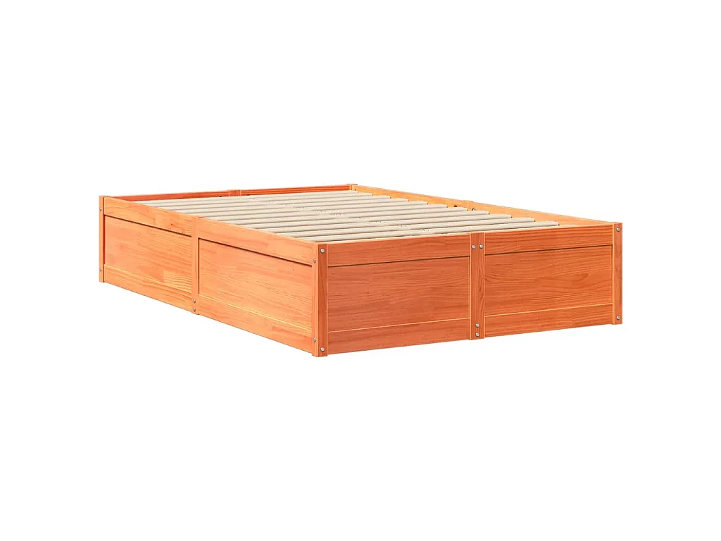 Letto con Materasso Marrone Cera 140x190cm Legno Massello Pino