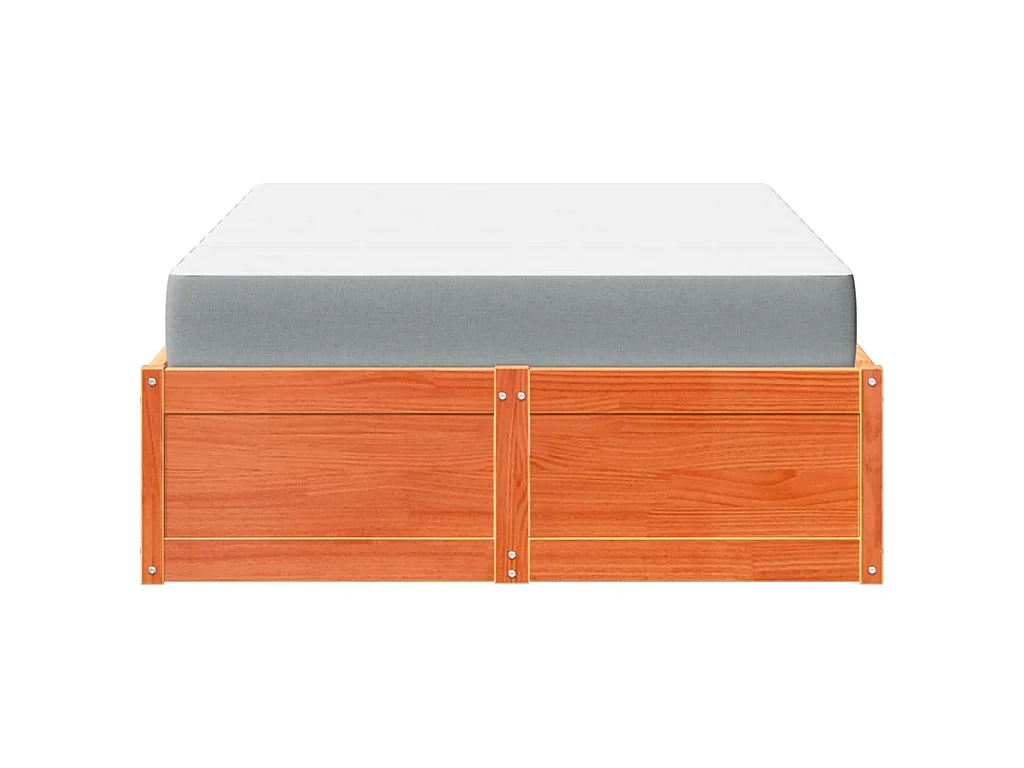 Letto con Materasso Marrone Cera 140x190cm Legno Massello Pino