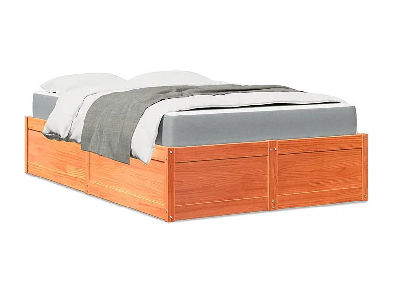 Bed met matras massief grenenhout wasbruin 140x190 cm