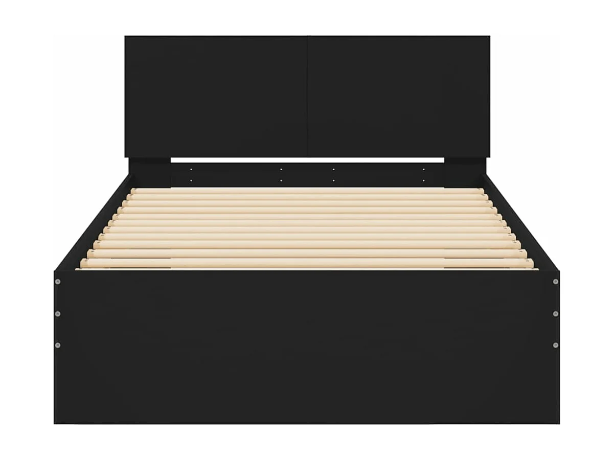 Bettgestell mit Kopfteil und LED-Leuchten Schwarz 100x200 cm