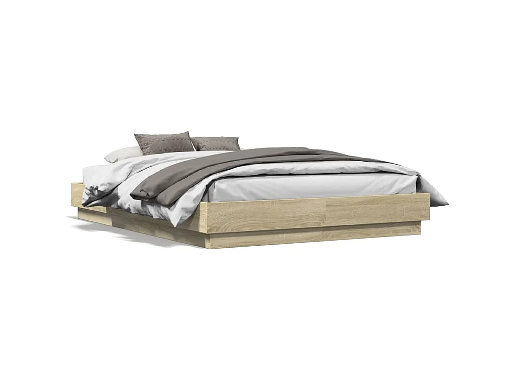 Bettgestell mit LED Sonoma-Eiche 120x190 cm