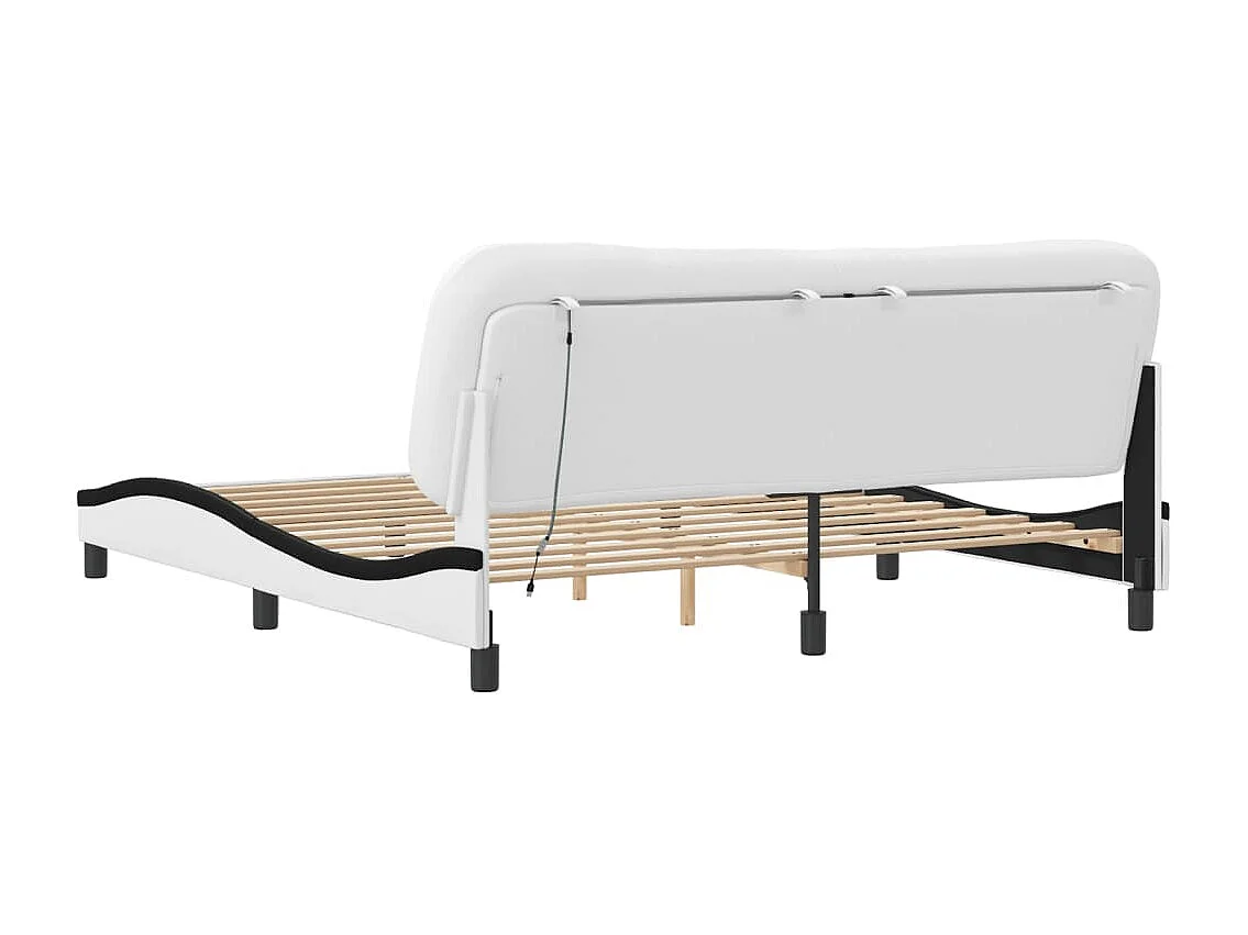 Cadre de lit avec LED sans matelas Hvar blanc et noir 180x200 cm