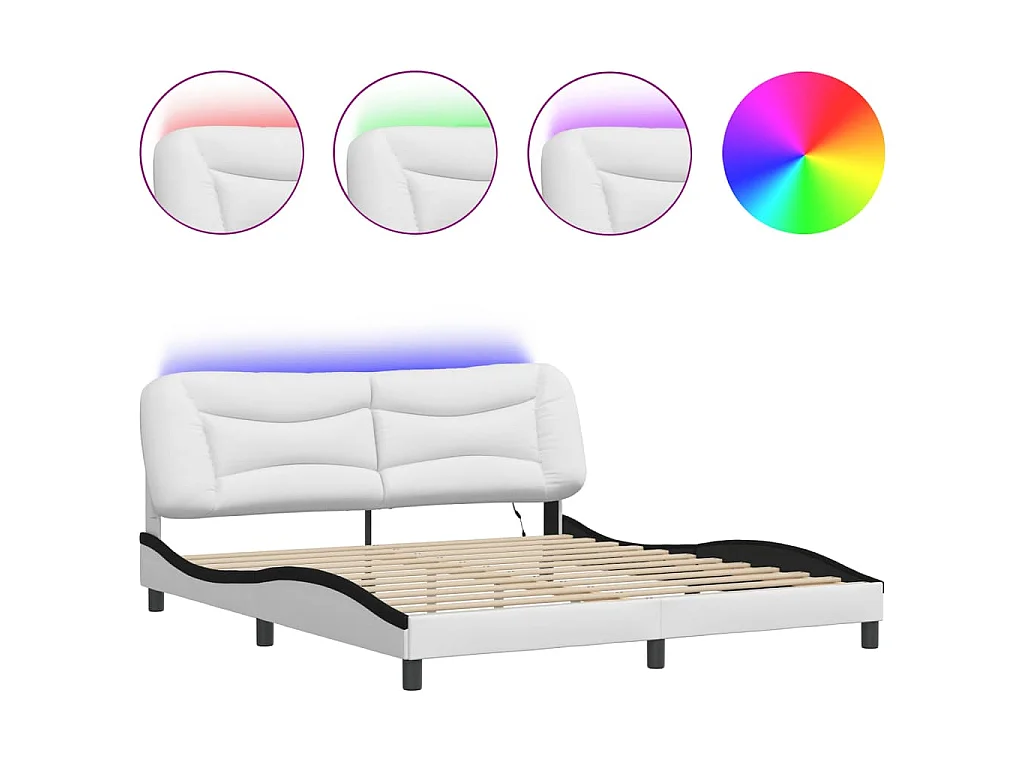 Giroletto con LED senza Materasso Hvar Bianco e Nero 180x200 cm