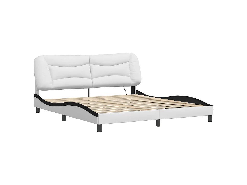 Estructura de cama con LED sin colchón Hvar blanco negro 180x200 cm