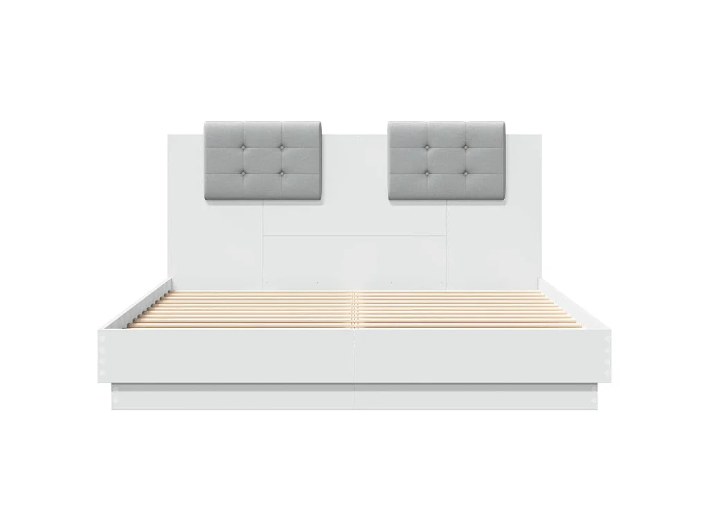 Bedframe met hoofdeinde en LED-verlichting wit 120x200 cm