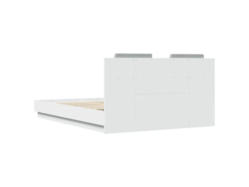 Bedframe met hoofdeinde en LED-verlichting wit 120x200 cm