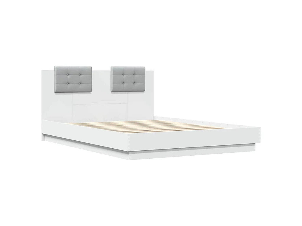 Estructura de cama con LED sin colchón blanco 120x200 cm