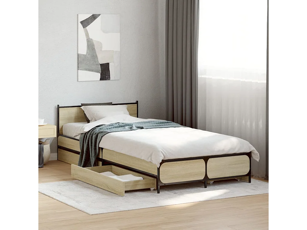 Bettgestell mit Schubladen Sonoma-Eiche 90x200cm Holzwerkstoff
