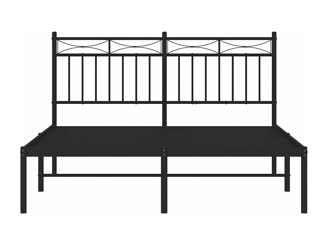 Bettgestell mit Kopfteil Metall Schwarz 140x190 cm