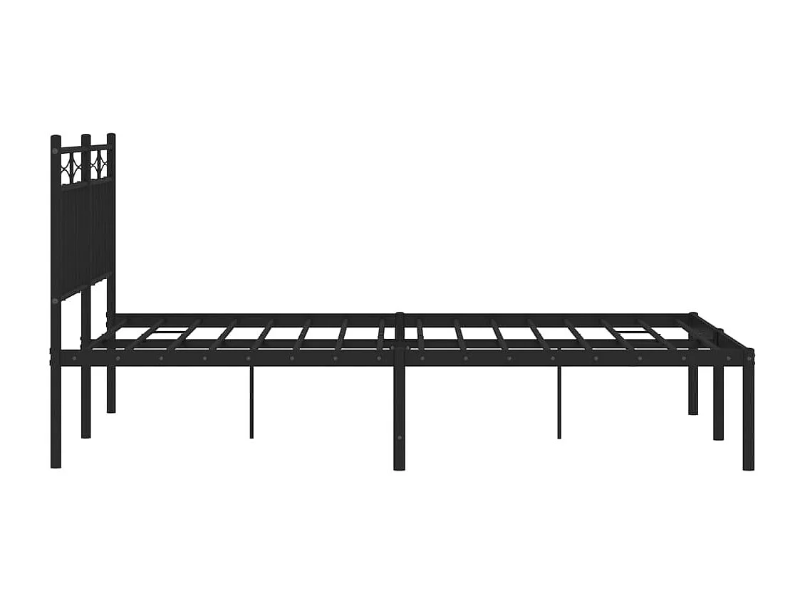 Bettgestell mit Kopfteil Metall Schwarz 140x190 cm