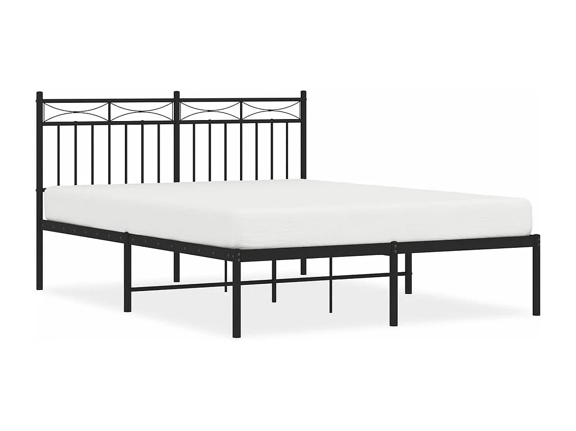 Cadre de lit métal sans matelas avec tête de lit noir 140x190cm
