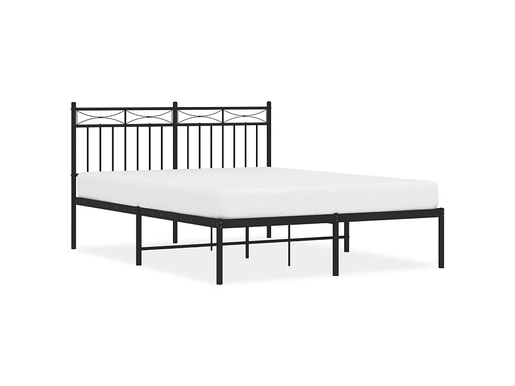 Cadre de lit métal sans matelas avec tête de lit noir 140x190cm