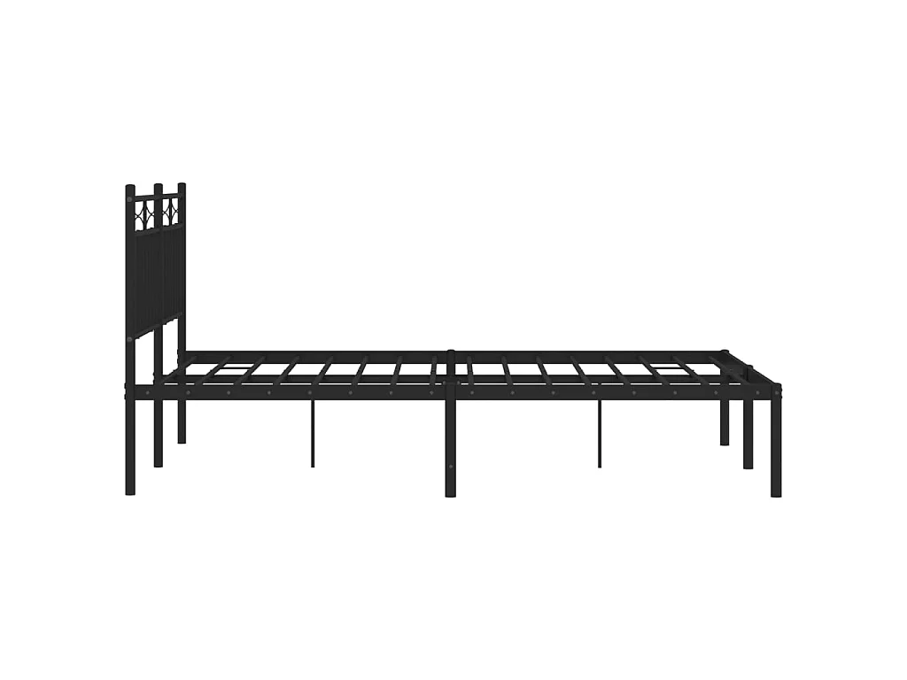 Cadre de lit métal sans matelas avec tête de lit noir 140x190cm