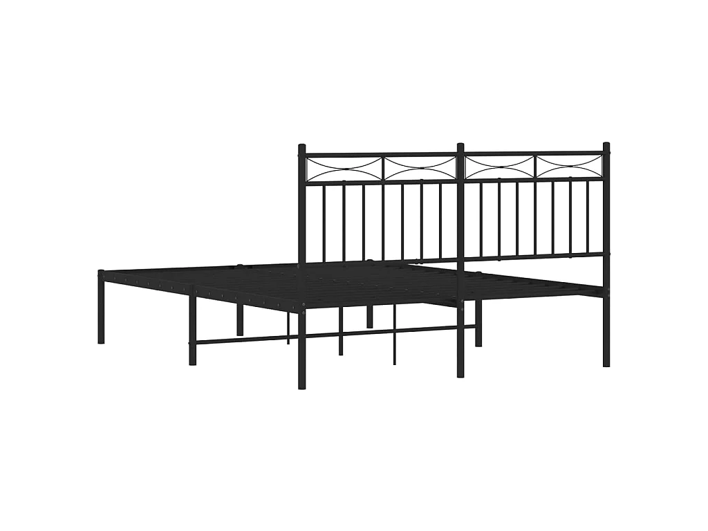 Cadre de lit métal sans matelas avec tête de lit noir 140x190cm