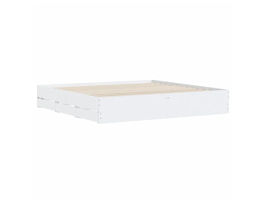 Cadre de lit avec tiroirs sans matelas blanc 160x200 cm