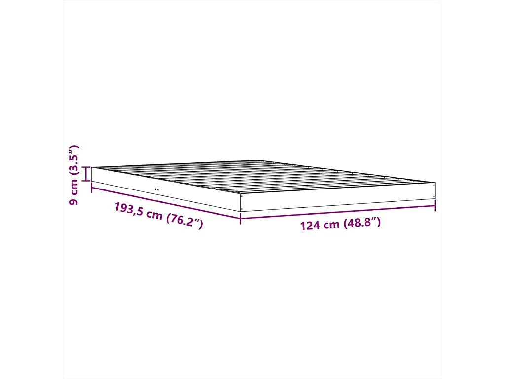 Cadre de lit sans matelas cire marron 120x190cm bois pin massif