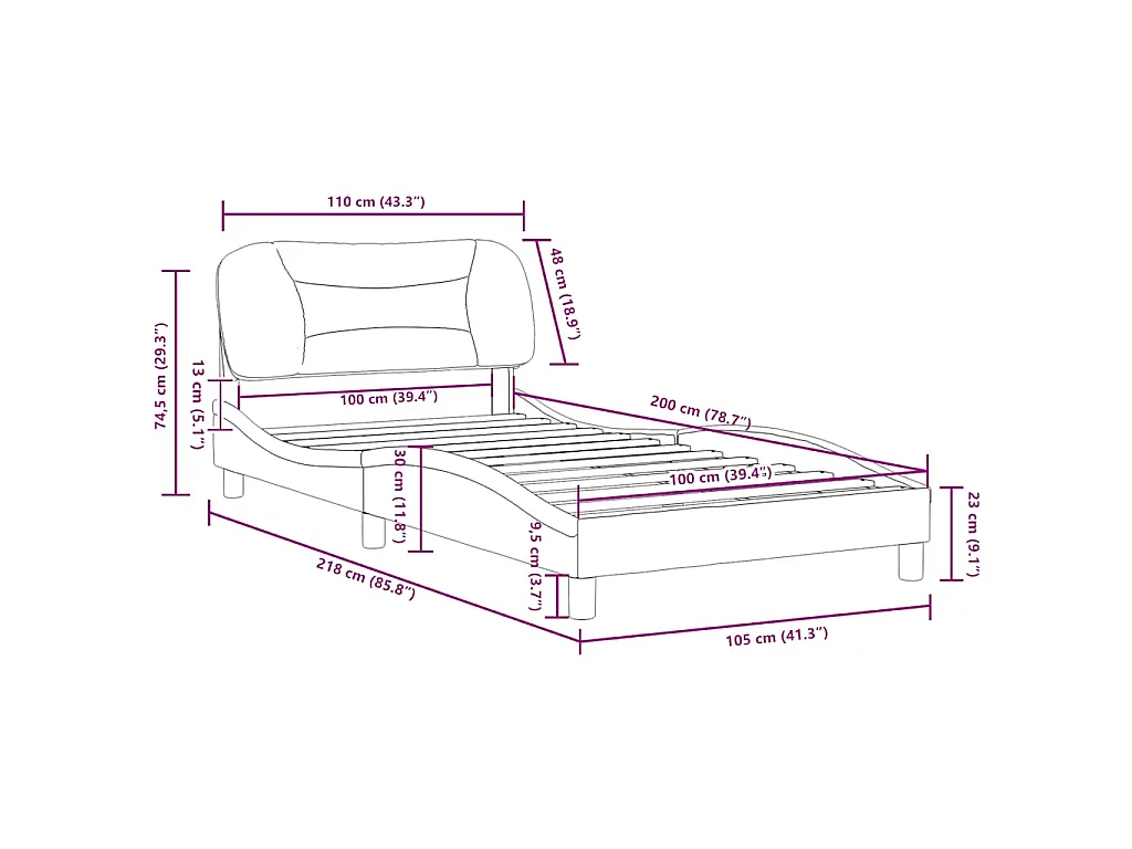 Bettgestell ohne Matratze "Hvar" Creme 100x200 cm Stoff