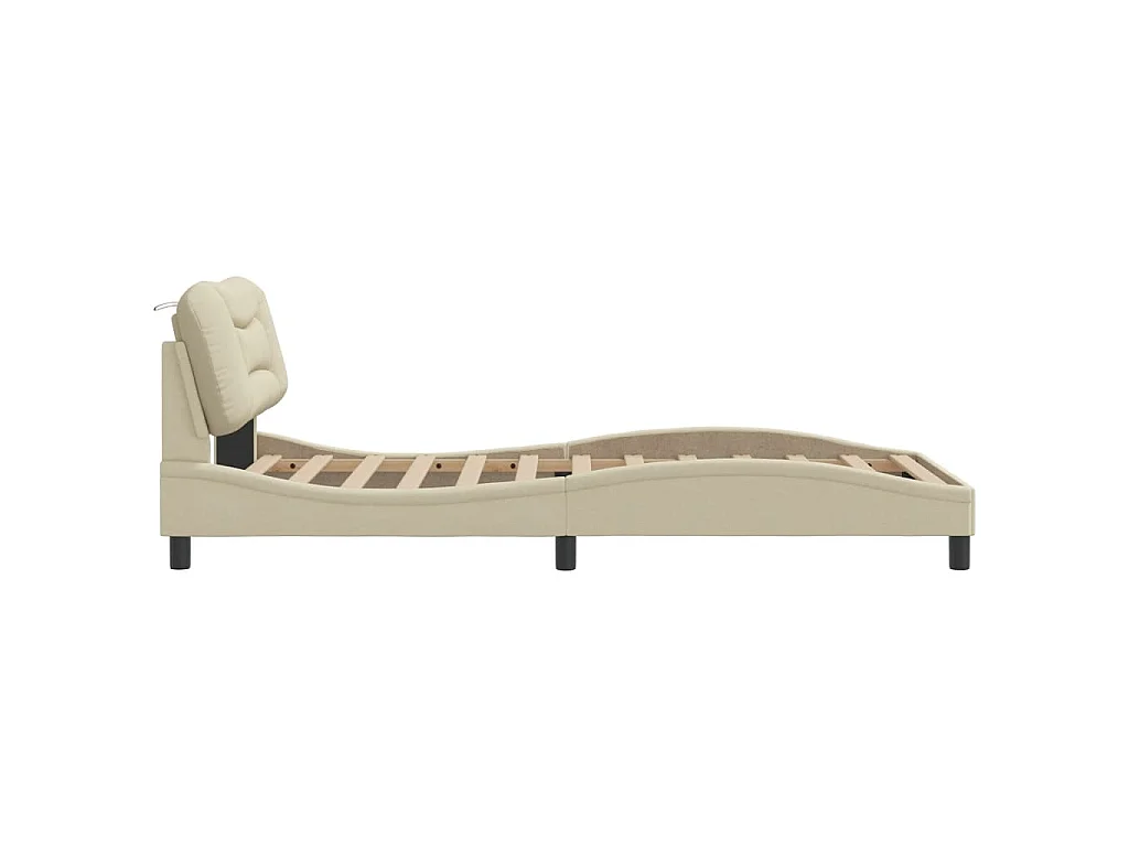 Bettgestell ohne Matratze "Hvar" Creme 100x200 cm Stoff