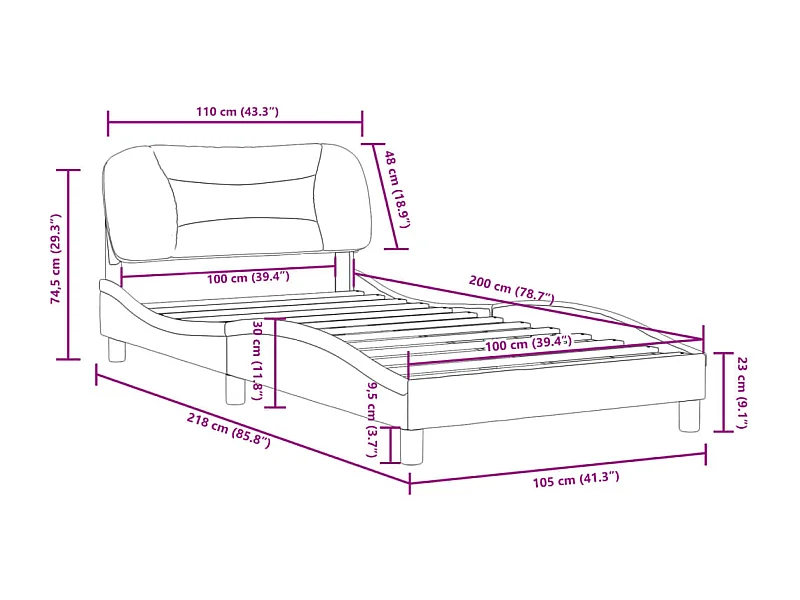 Cadre de lit sans matelas Hvar crème 100x200 cm tissu