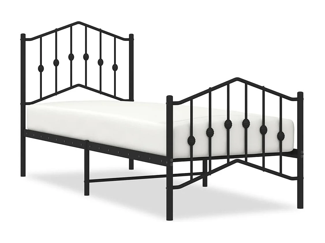 Bettgestell mit Kopf- und Fußteil Metall Schwarz 75x190 cm