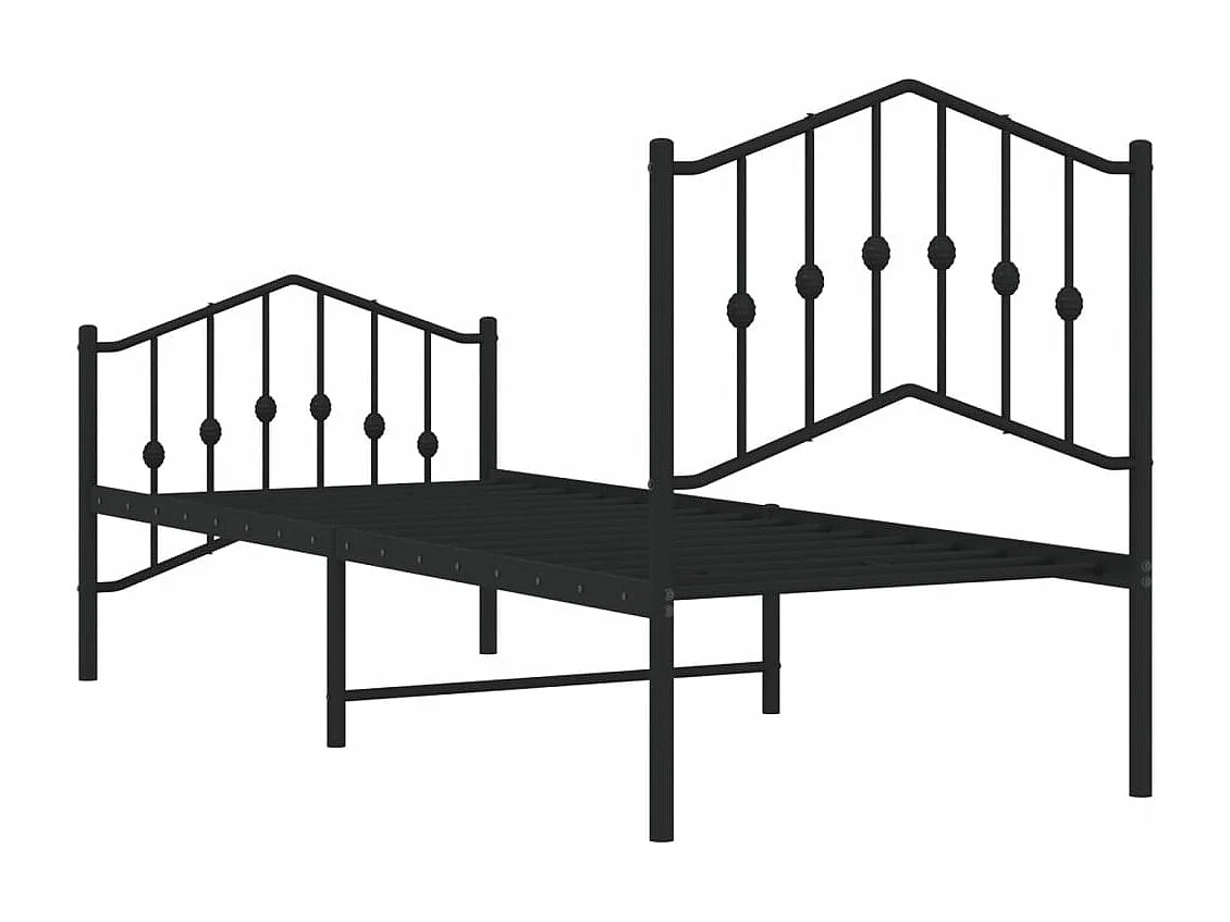 Estrutura de cama com cabeceira e pés 75x190 cm metal preto