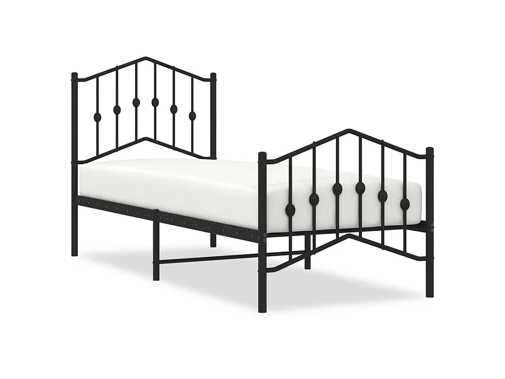 Bettgestell mit Kopf- und Fußteil Metall Schwarz 75x190 cm