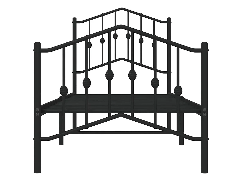 Bettgestell mit Kopf- und Fußteil Metall Schwarz 75x190 cm