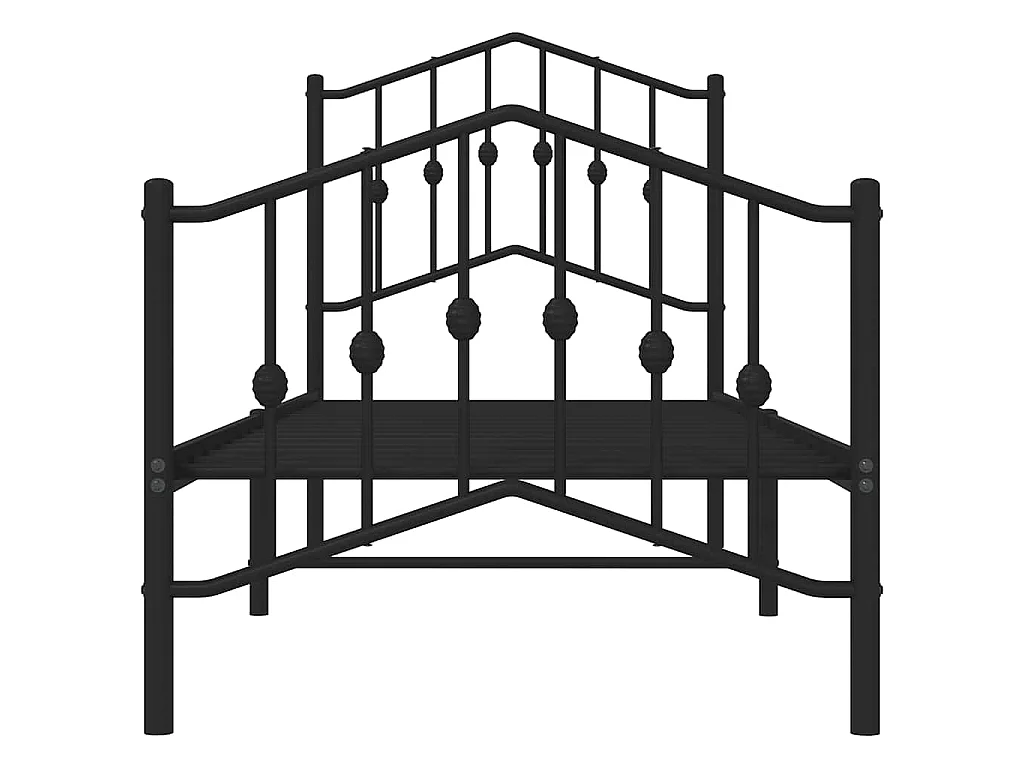 Cadre de lit métal sans matelas avec pied de lit noir 75x190 cm
