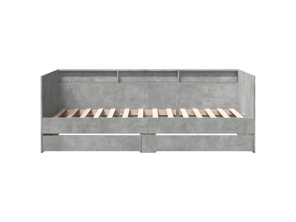 Slaapbank met lades zonder matras 75x190 cm betongrijs