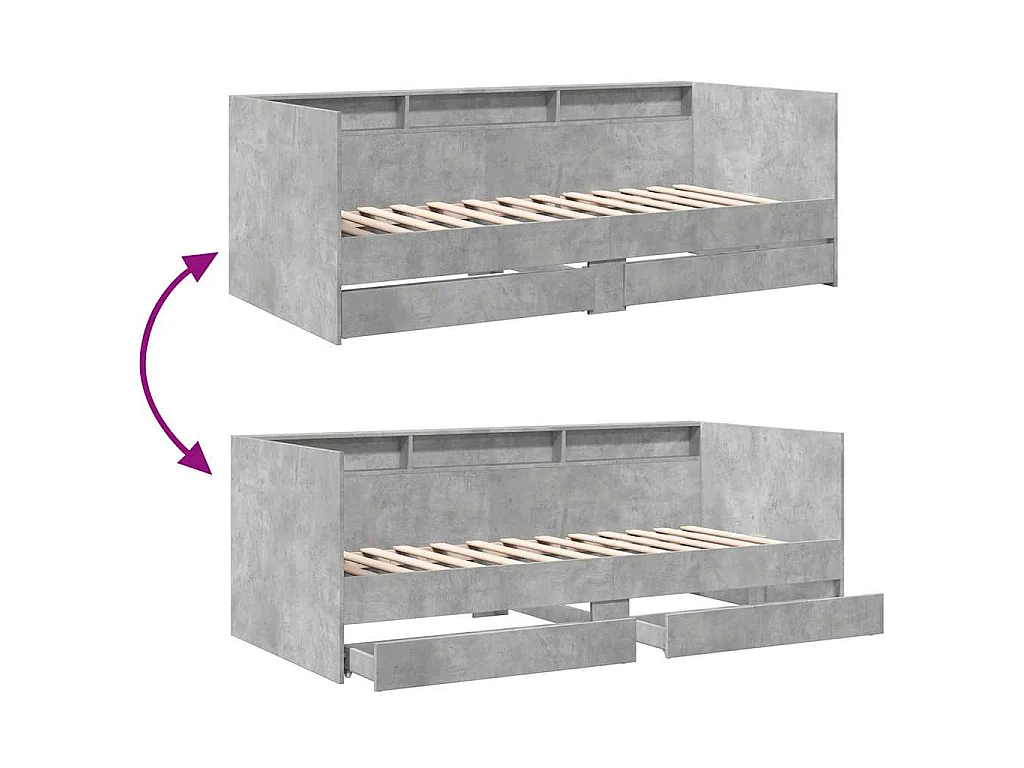 Divano Letto con Cassetti senza Materasso 75x190 cm