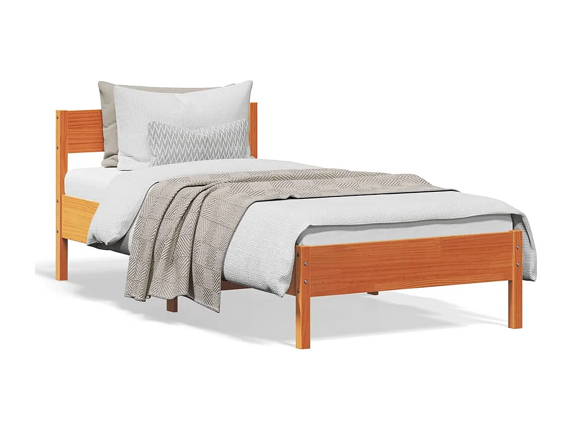 Bedframe zonder matras massief grenenhout wasbruin 90x190 cm