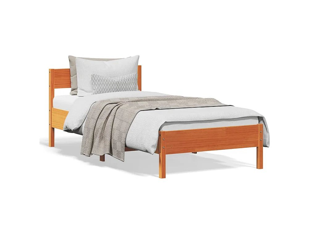 Cadre de lit sans matelas cire marron 90x190 cm bois pin massif