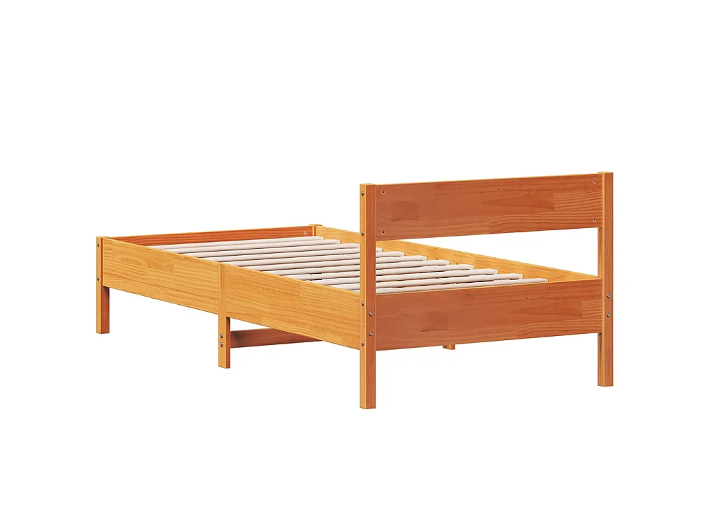 Cadre de lit sans matelas cire marron 90x190 cm bois pin massif