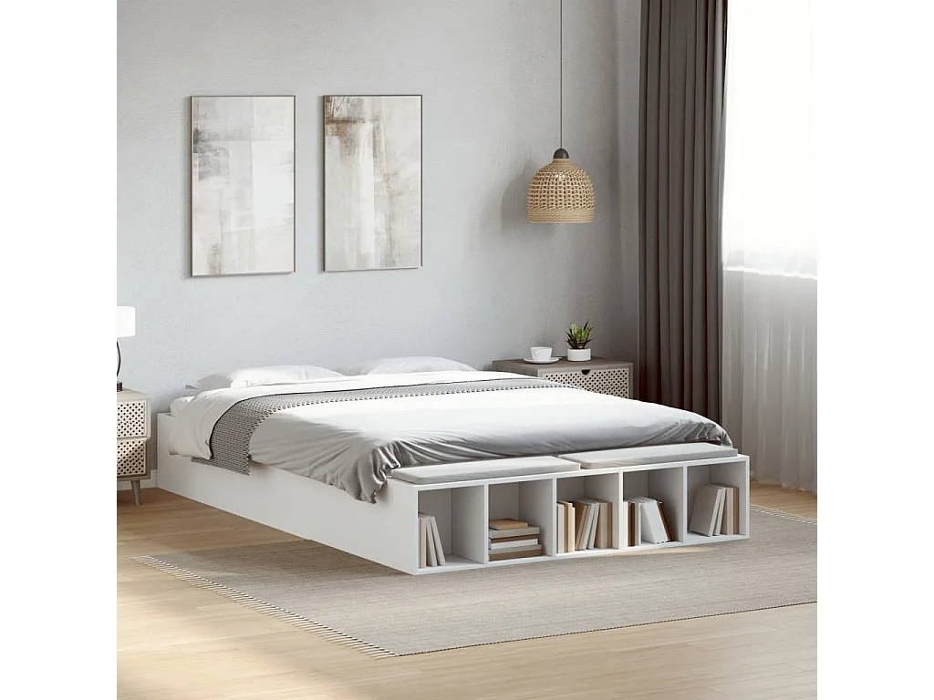 Cadre de lit sans matelas blanc 140x190 cm