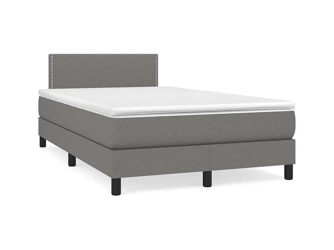 Sommier à lattes de lit avec matelas gris foncé 120x190cm tissu