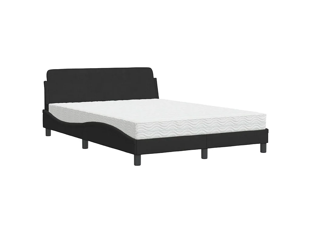 Cama com colchão Dover 140x200 cm veludo preto